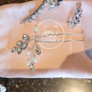 Dareth Colburn Wedding Hair Piece, Bobby Pin and Earrings.